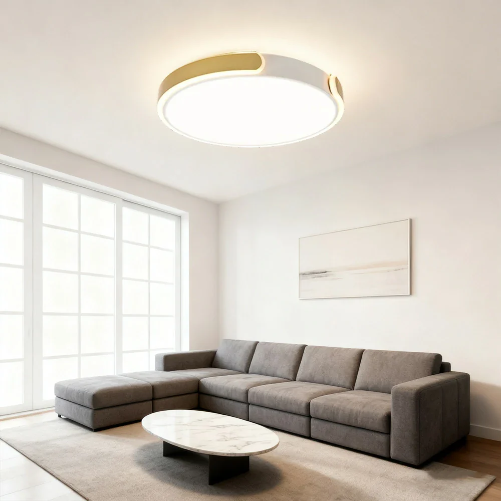 LIVARA LED Ceiling Light 32/52/62cm Three-Color Dimmable 28W/48W/58W Modern Round Flush Mount Lamp Eye-Protective & Minimalist Design - Gold - Image 4