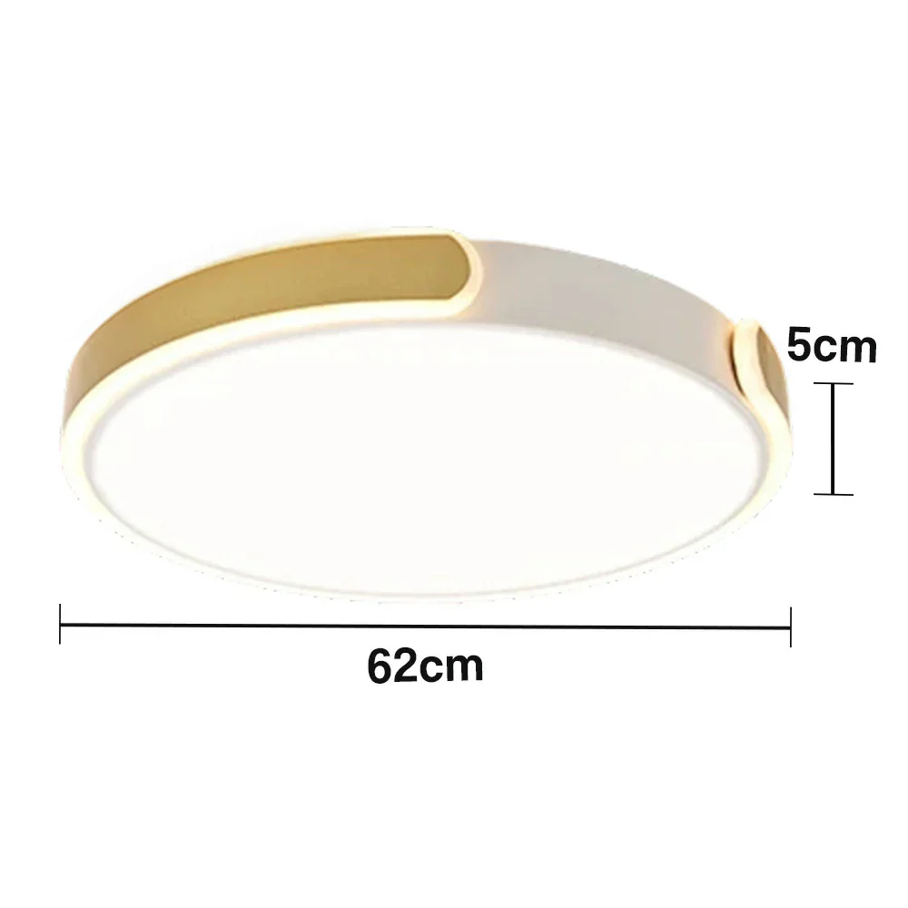 LIVARA LED Ceiling Light 32/52/62cm Three-Color Dimmable 28W/48W/58W Modern Round Flush Mount Lamp Eye-Protective & Minimalist Design - Gold - Image 7