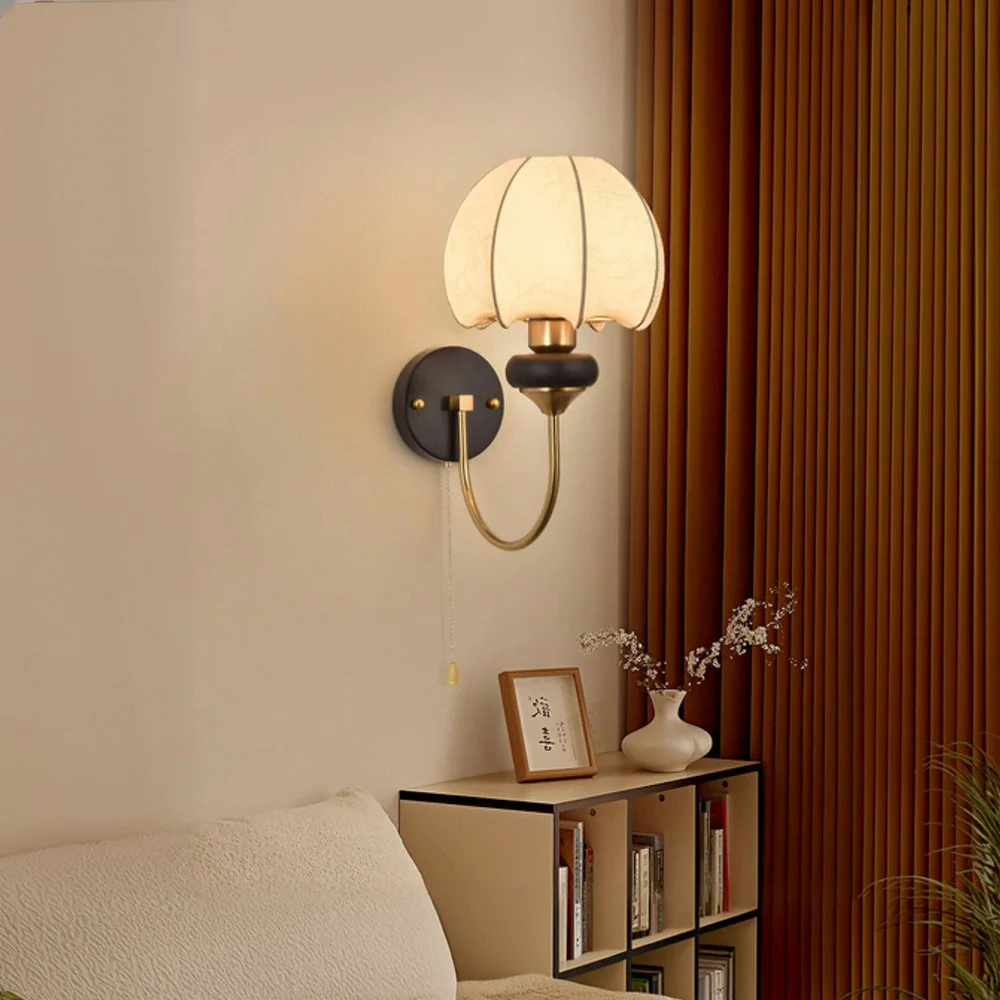 LIVARA 12W LED Wall Lamp Three-Color Dimmable Modern Magic Bean Design Fabric Shade Decorative Light - Image 2