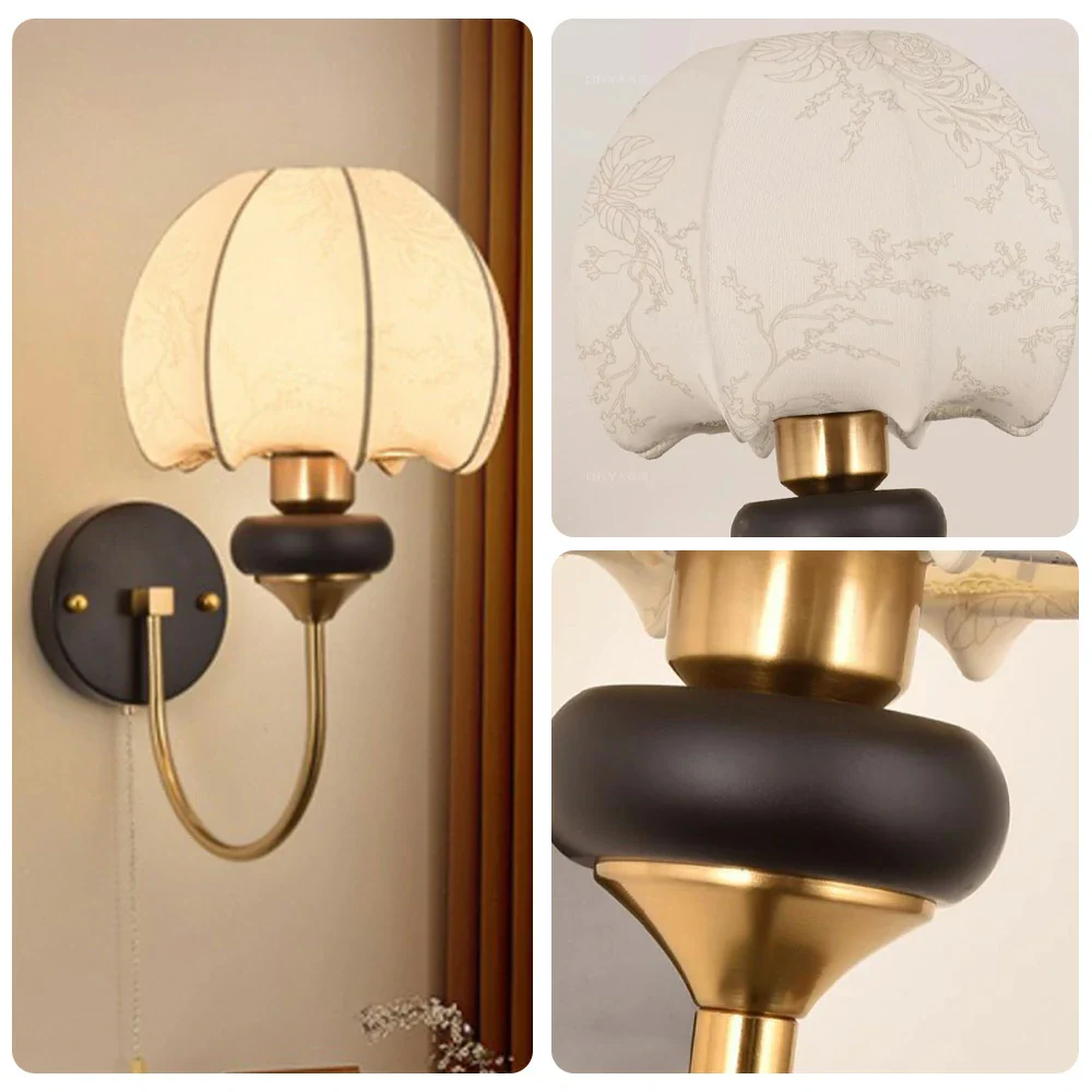 LIVARA 12W LED Wall Lamp Three-Color Dimmable Modern Magic Bean Design Fabric Shade Decorative Light - Image 3