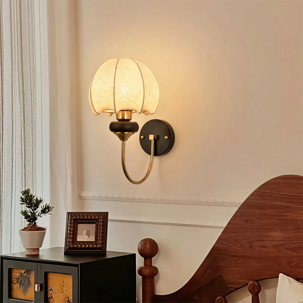 LIVARA 12W LED Wall Lamp Three-Color Dimmable Modern Magic Bean Design Fabric Shade Decorative Light - Image 4