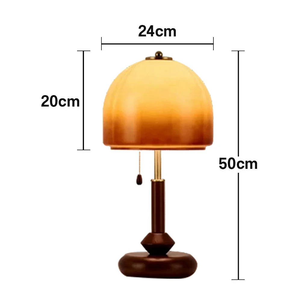 LIVARA 5W LED Table Lamp Three-Color Dimmable Solid Walnut & Brass Finish Modern Glass Shade Decorative Desk Light - 24cm - Image 5