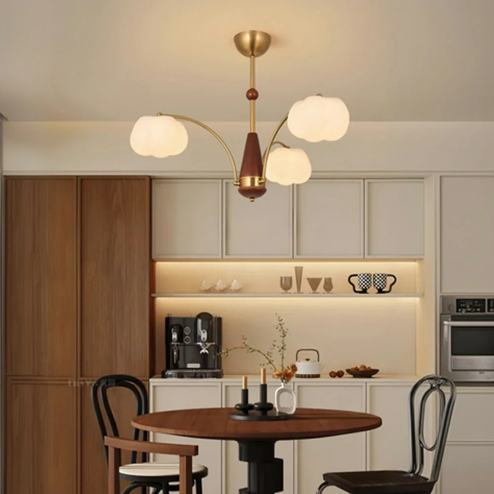LIVARA 27W Cotton Cloud 3-Head LED Pendant Light Three-Color Dimmable Ceiling Lamp Modern Iron & Wood Design - Image 4