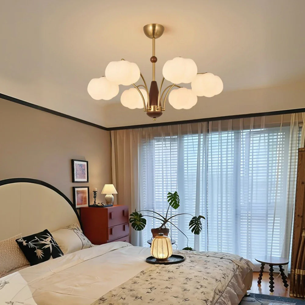 LIVARA 54W Cotton Cloud 6-Head LED Pendant Light Three-Color Dimmable Ceiling Lamp Modern Iron & Wood Design - Image 2