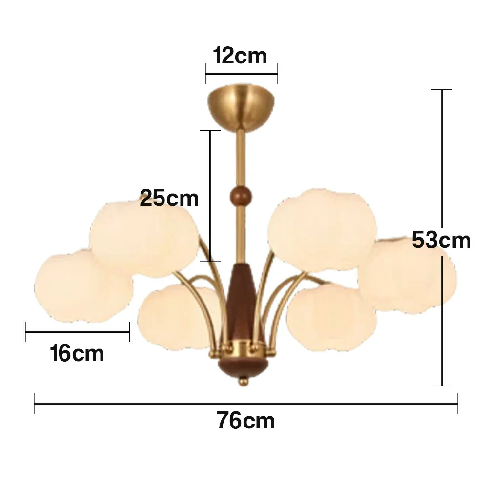 LIVARA 54W Cotton Cloud 6-Head LED Pendant Light Three-Color Dimmable Ceiling Lamp Modern Iron & Wood Design - Image 5