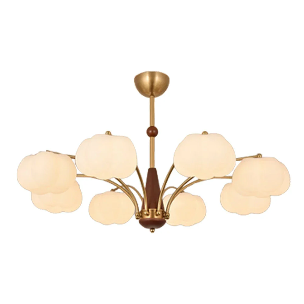 LIVARA 72W Cotton Cloud 8-Head LED Pendant Light Three-Color Dimmable Ceiling Lamp Modern Iron & Wood Design