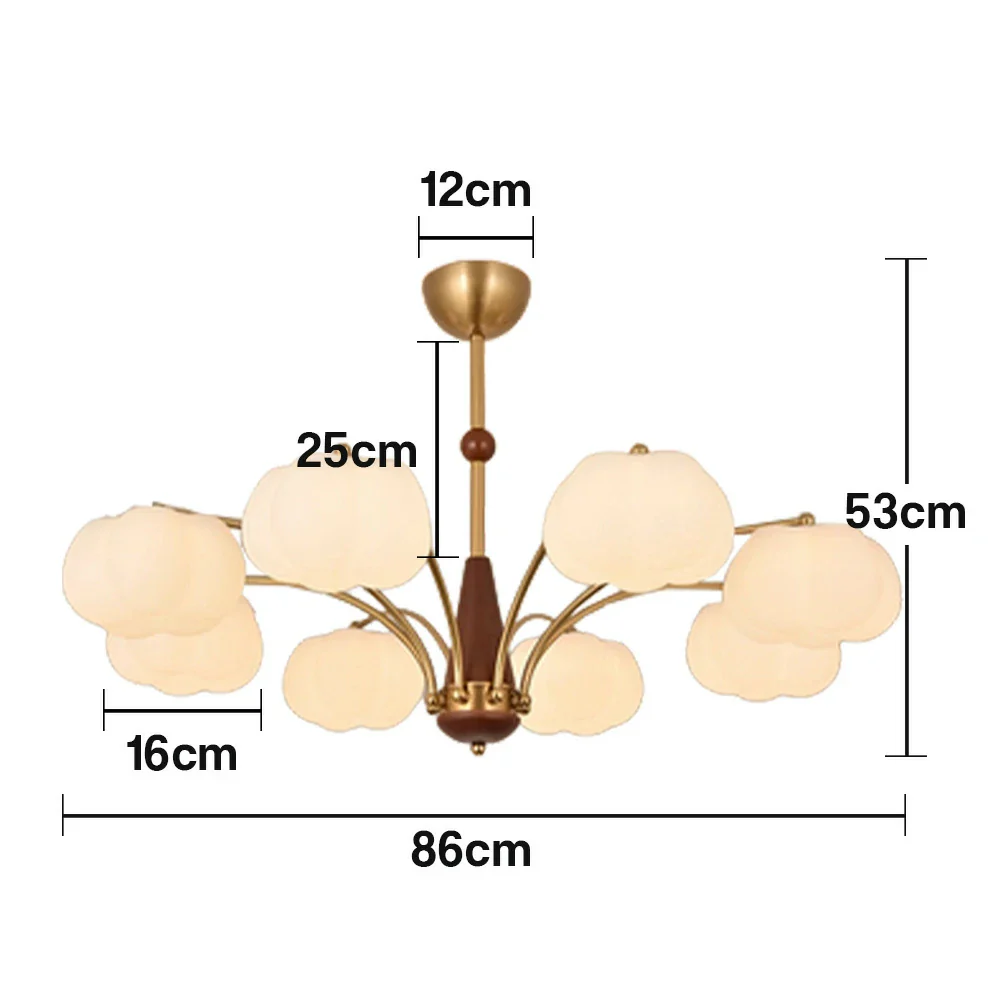 LIVARA 72W Cotton Cloud 8-Head LED Pendant Light Three-Color Dimmable Ceiling Lamp Modern Iron & Wood Design - Image 5