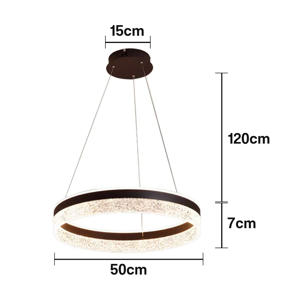 LIVARA Pendant Light 50/60cm Diamond Acrylic LED Ceiling Lamp Three-Color Dimmable Modern Design – 57W/68W Energy Efficient & Durable - Black - Image 5