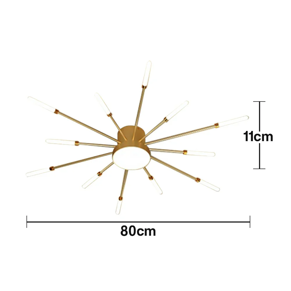 LIVARA 36W LED Ceiling Light Sparkling Firework Design with 12+1 Rotating Heads Neutral Light Modern Iron & Acrylic Fixture - Gold - Image 5