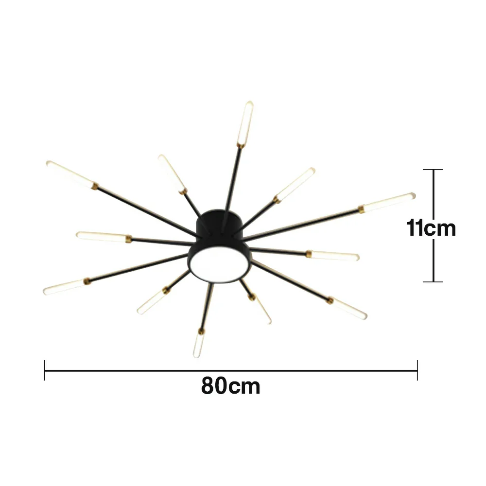 LIVARA 36W LED Ceiling Light Sparkling Firework Design with 12+1 Rotating Heads Neutral Light Modern Iron & Acrylic Fixture - Black - Image 5