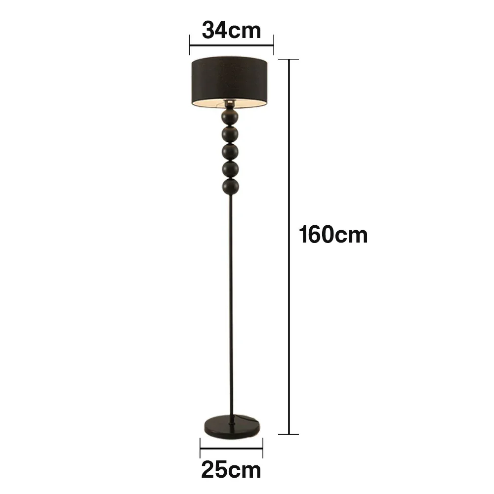 LIVARA 5W/7W/12W Floor Lamp with Full-Spectrum Eye-Protection Light, Fabric Shade, Three-Color Dimmable E27 Bulb & Black Iron Base - Black - Image 5