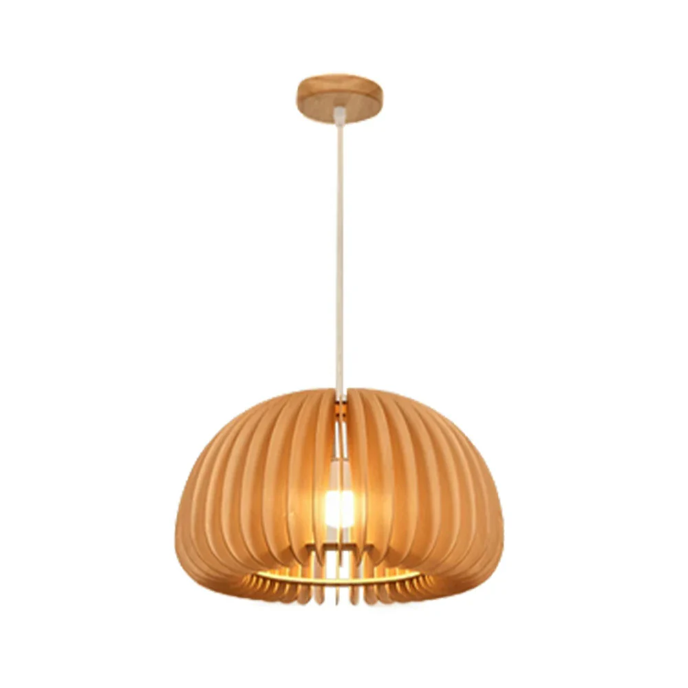 LIVARA 12W LED Pendant Light 35/43/50cm Three-Color Dimmable Ceiling Lamp with Natural Wood Shade & Eye-Protection Soft Light - Wood