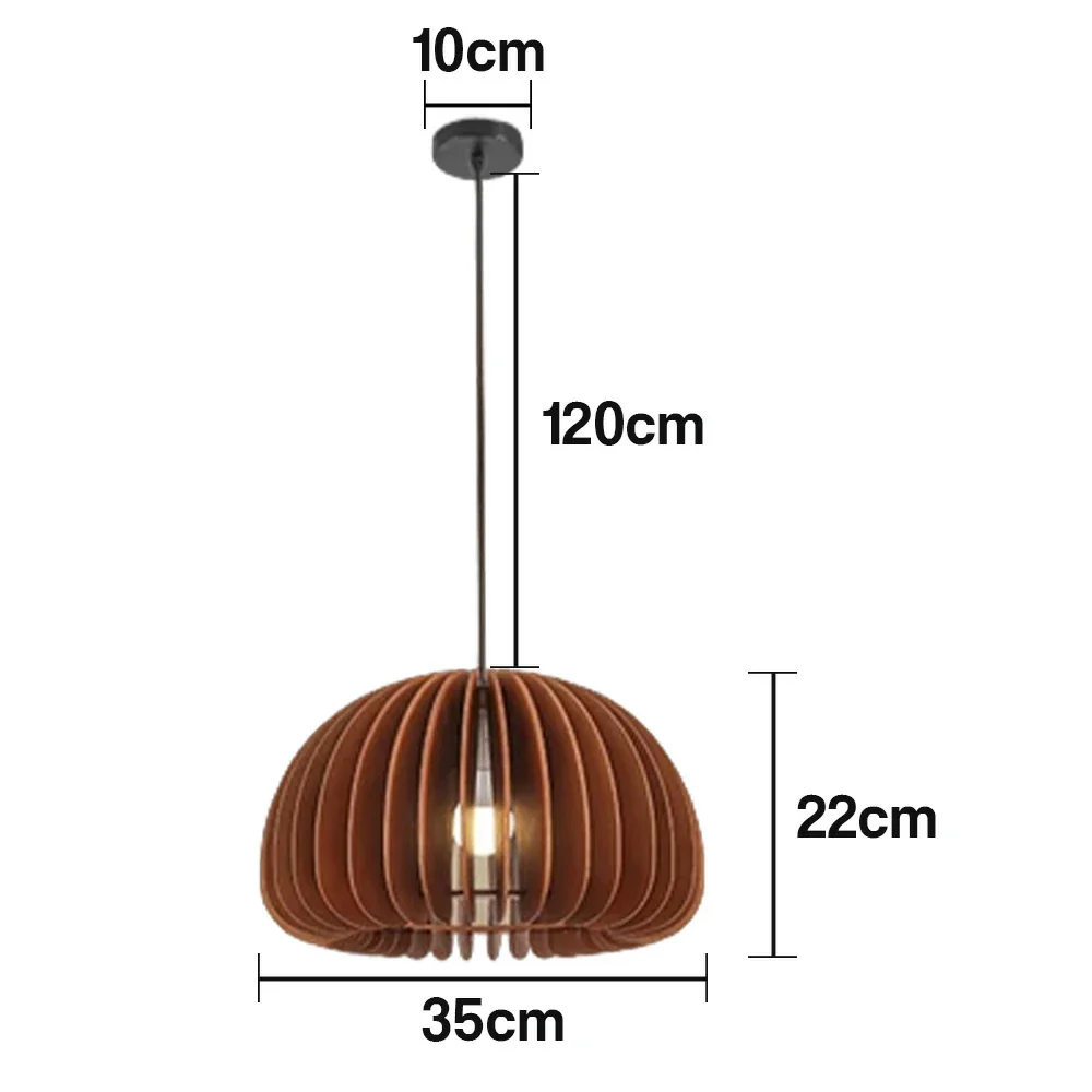 LIVARA 12W LED Pendant Light 35/43/50cm Three-Color Dimmable Ceiling Lamp with Natural Wood Shade & Eye-Protection Soft Light - Walnut - Image 5
