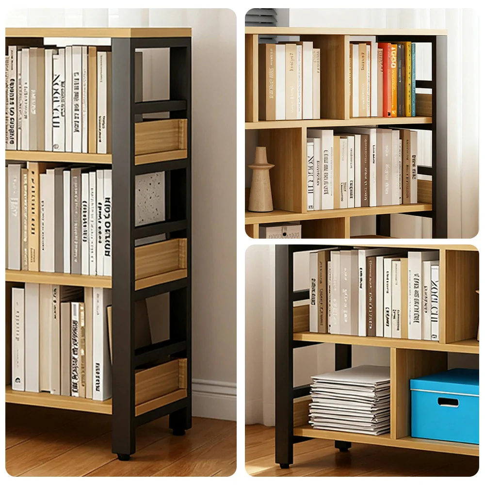 LIVARA 4-Tier Bookshelf 80/110/140cm Space-Saving Storage Rack, Thickened Eco Panels, Reinforced Steel Frame - Black - Image 3