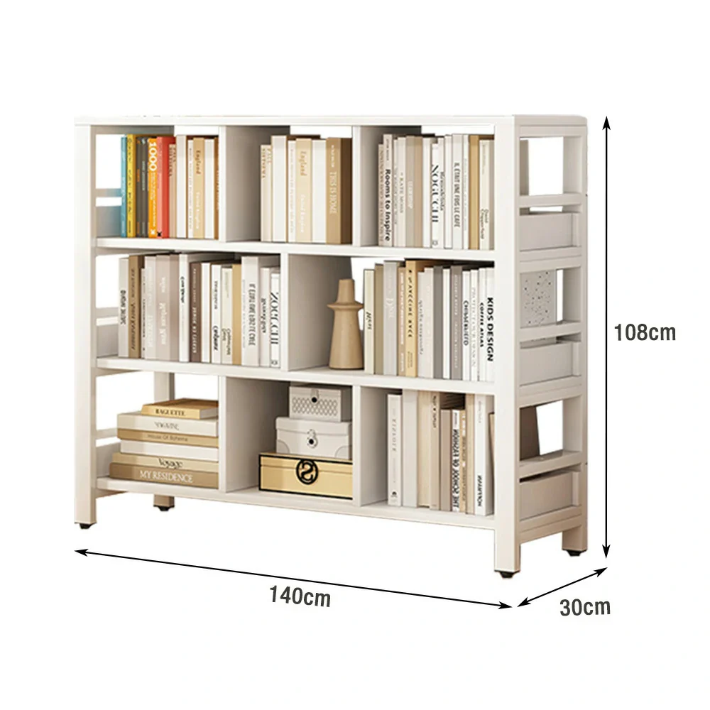 LIVARA 4-Tier Bookshelf 80/110/140cm Space-Saving Storage Rack, Thickened Eco Panels, Reinforced Steel Frame - White - Image 7