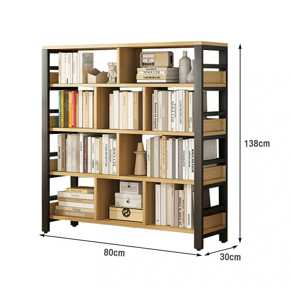 LIVARA 5-Tier Bookshelf 80/110/140cm Space-Saving Storage Rack, Thickened Eco Panels, Reinforced Steel Frame - Black - Image 5