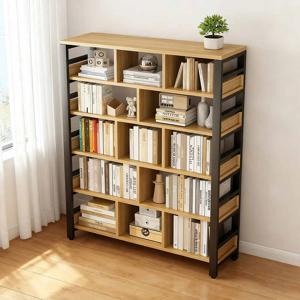 LIVARA 6-Tier Bookshelf 80/110/140cm Space-Saving Storage Rack, Thickened Eco Panels, Reinforced Steel Frame - Black - Image 4