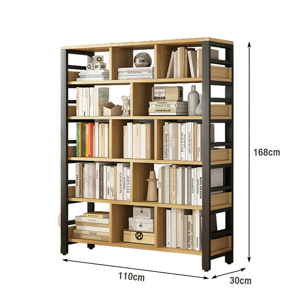 LIVARA 6-Tier Bookshelf 80/110/140cm Space-Saving Storage Rack, Thickened Eco Panels, Reinforced Steel Frame - Black - Image 6