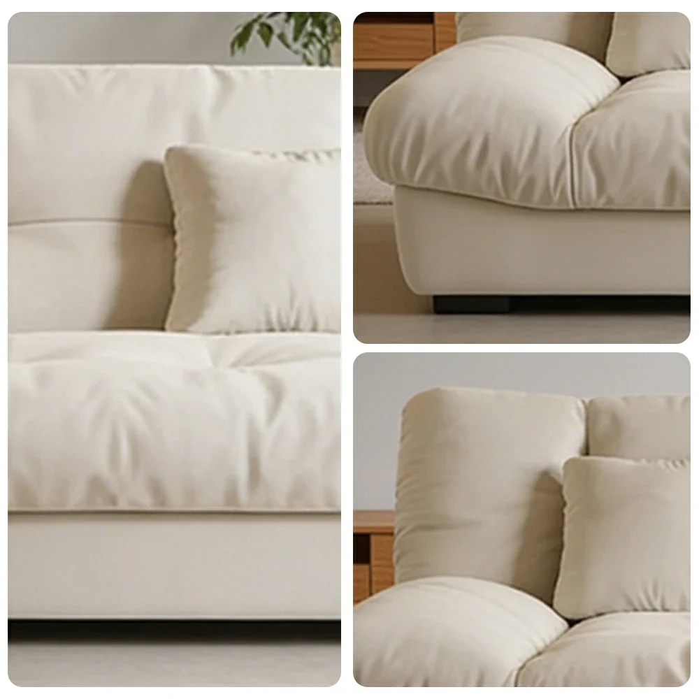 LIVARA 160/180cm Sofa Bed, Adjustable Backrest Design, Milk Velvet Upholstery, Solid Wood Frame, Armless Space-Saving Style - White - Image 3