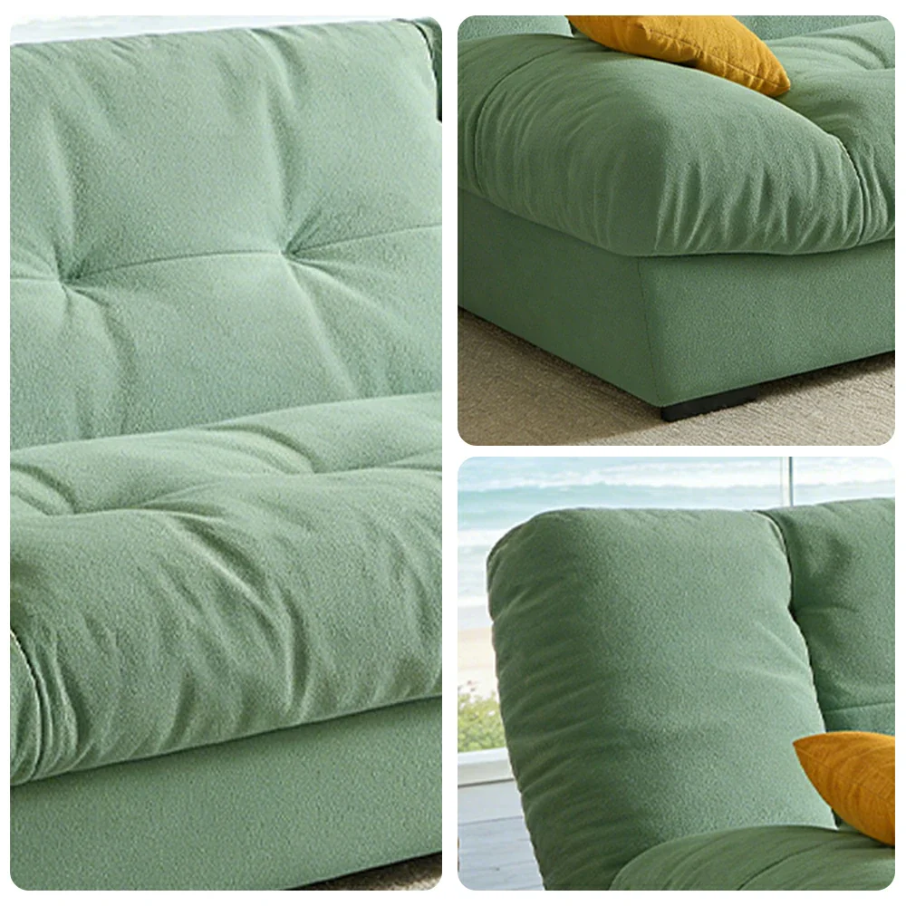 LIVARA 160/180cm Sofa Bed, Adjustable Backrest Design, Milk Velvet Upholstery, Solid Wood Frame, Armless Space-Saving Style - Green - Image 3