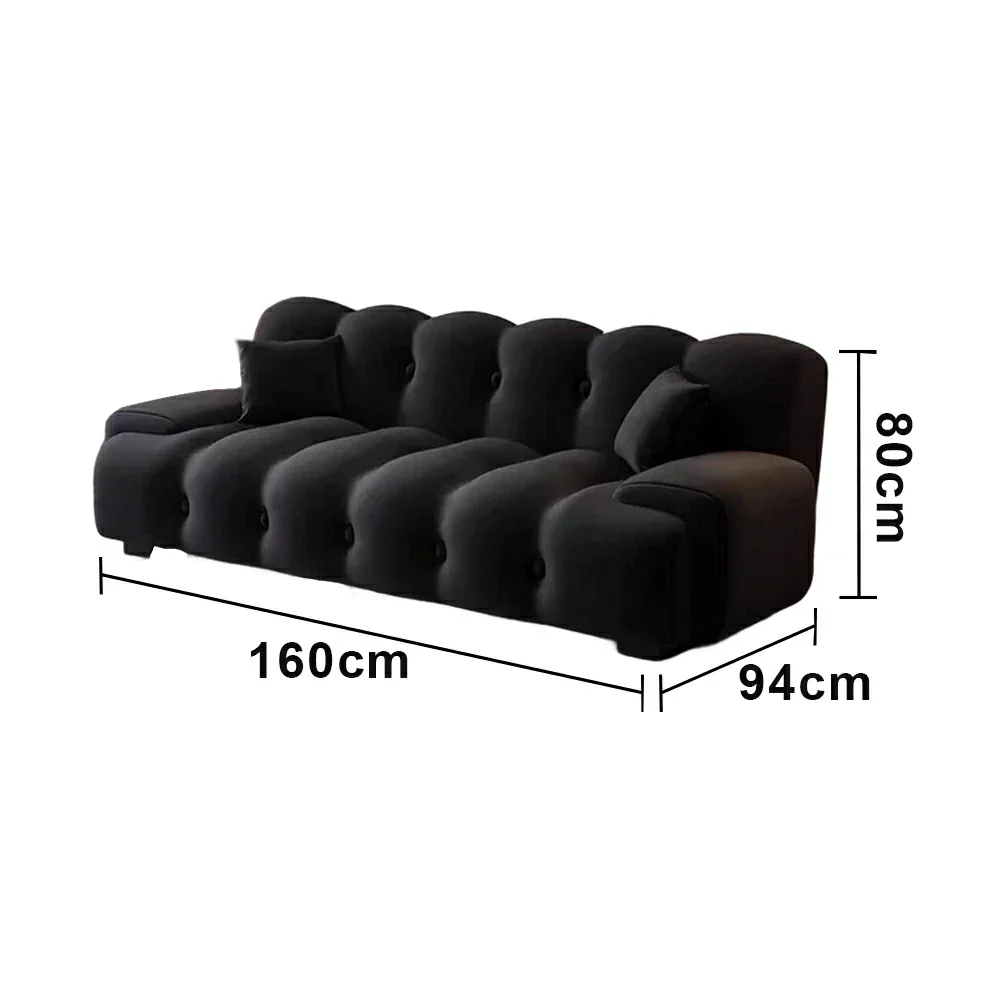 LIVARA 160/180cm Sofa Bed, 3-Position Adjustable Backrest, Milk Velvet Upholstery, High-Density Foam, Hidden Support Legs - Black - Image 5
