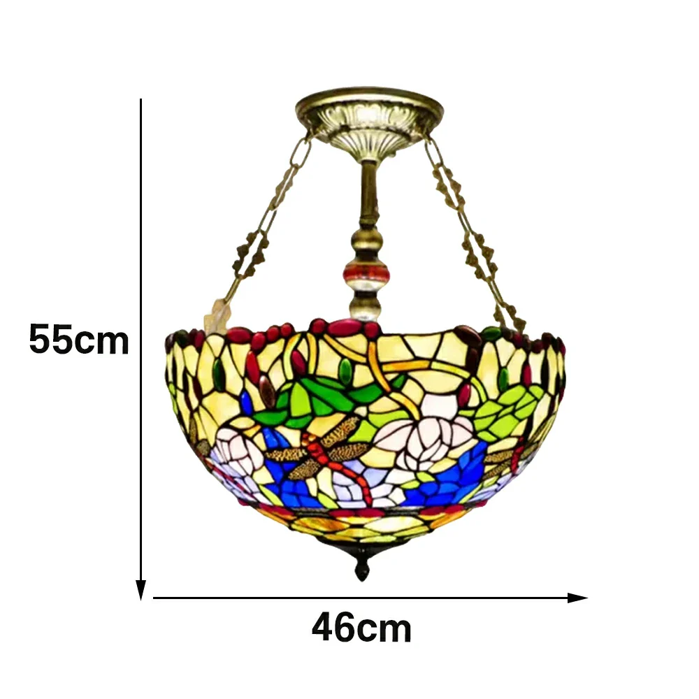 LIVARA European Vintage Stained Glass Chandelier Handcrafted Multi-Light Design 46cm Bedroom Dining Hallway Staircase - Image 6