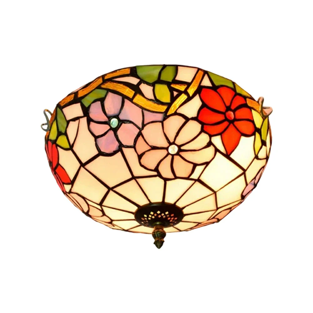 LIVARA Morning Glory Stained Glass Ceiling Light Handcrafted Vintage Ambient Lighting 30/40cm Living Room Bedroom Dining