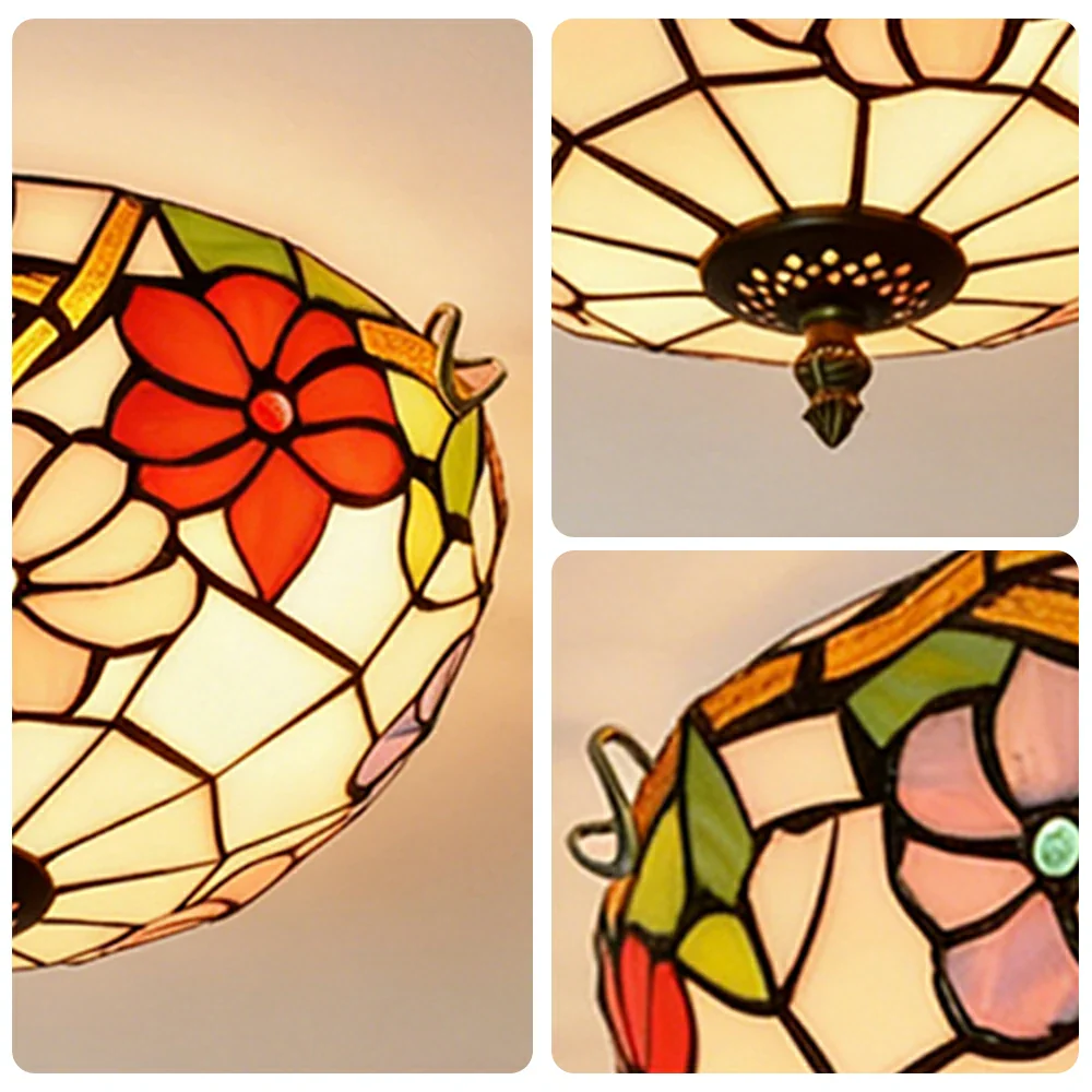 LIVARA Morning Glory Stained Glass Ceiling Light Handcrafted Vintage Ambient Lighting 30/40cm Living Room Bedroom Dining - Image 3