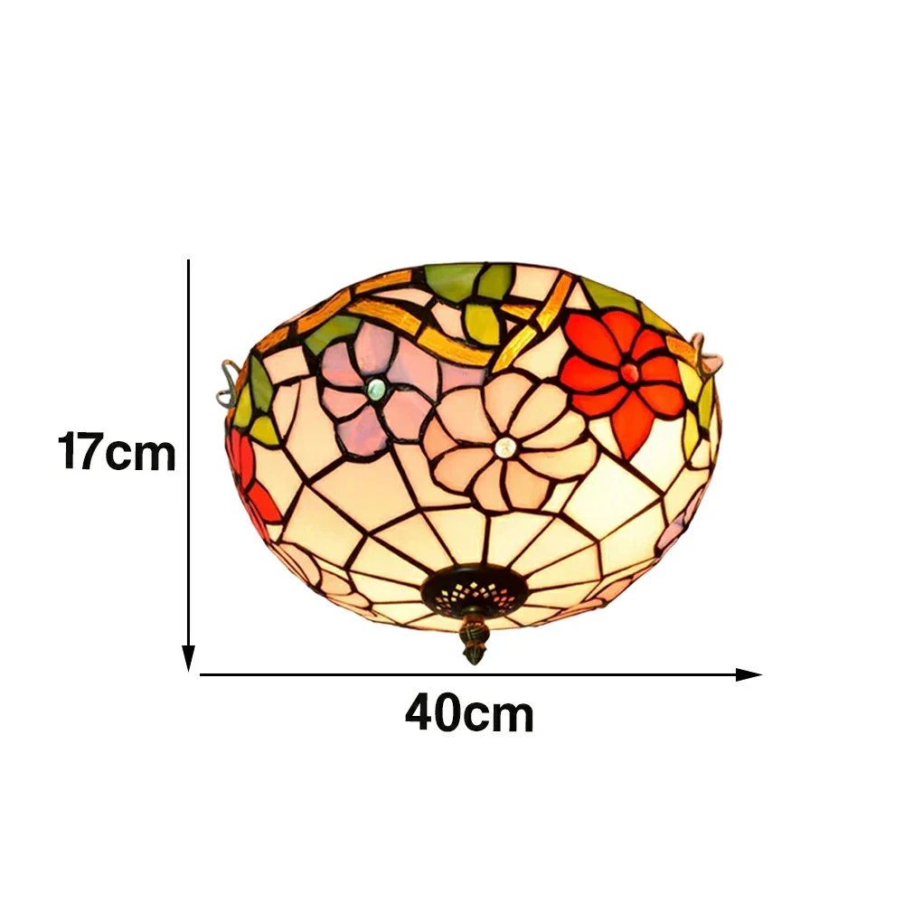 LIVARA Morning Glory Stained Glass Ceiling Light Handcrafted Vintage Ambient Lighting 30/40cm Living Room Bedroom Dining - Image 7