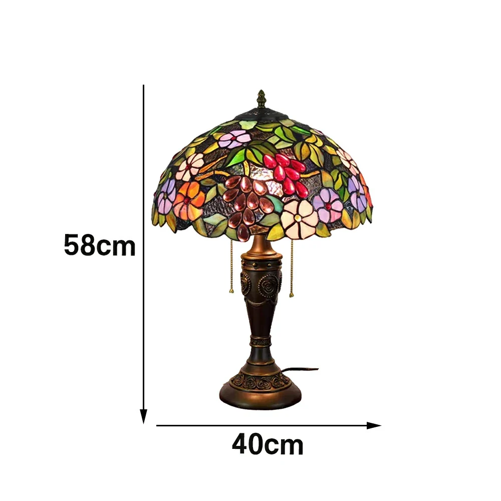 LIVARA Grape Floral Vintage Artistic Stained Glass Table Lamp Soft Ambient Lighting Metal Base Design Suitable for Bedroom Living Room Study Entryway - Image 6