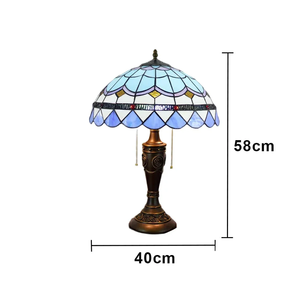 LIVARA Mediterranean Style Vintage Artistic Stained Glass Table Lamp Soft Ambient Lighting Metal Base Design Suitable for Bedroom Living Room Study Entryway - Image 6