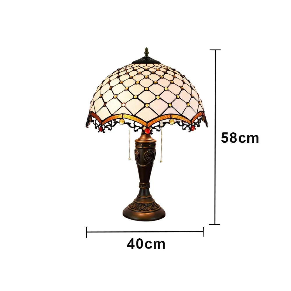 LIVARA Cross Bead Pattern Vintage Artistic Stained Glass Table Lamp Soft Ambient Lighting Metal Base Design Suitable for Bedroom Living Room Study Entryway - Image 6