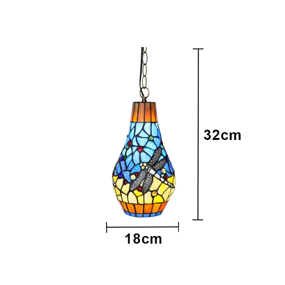 LIVARA Yellow Dragonfly Stained Glass Pendant Light Soft Ambient Lighting Adjustable Chain Design Dining Living Room Bedroom Hallway - Image 6