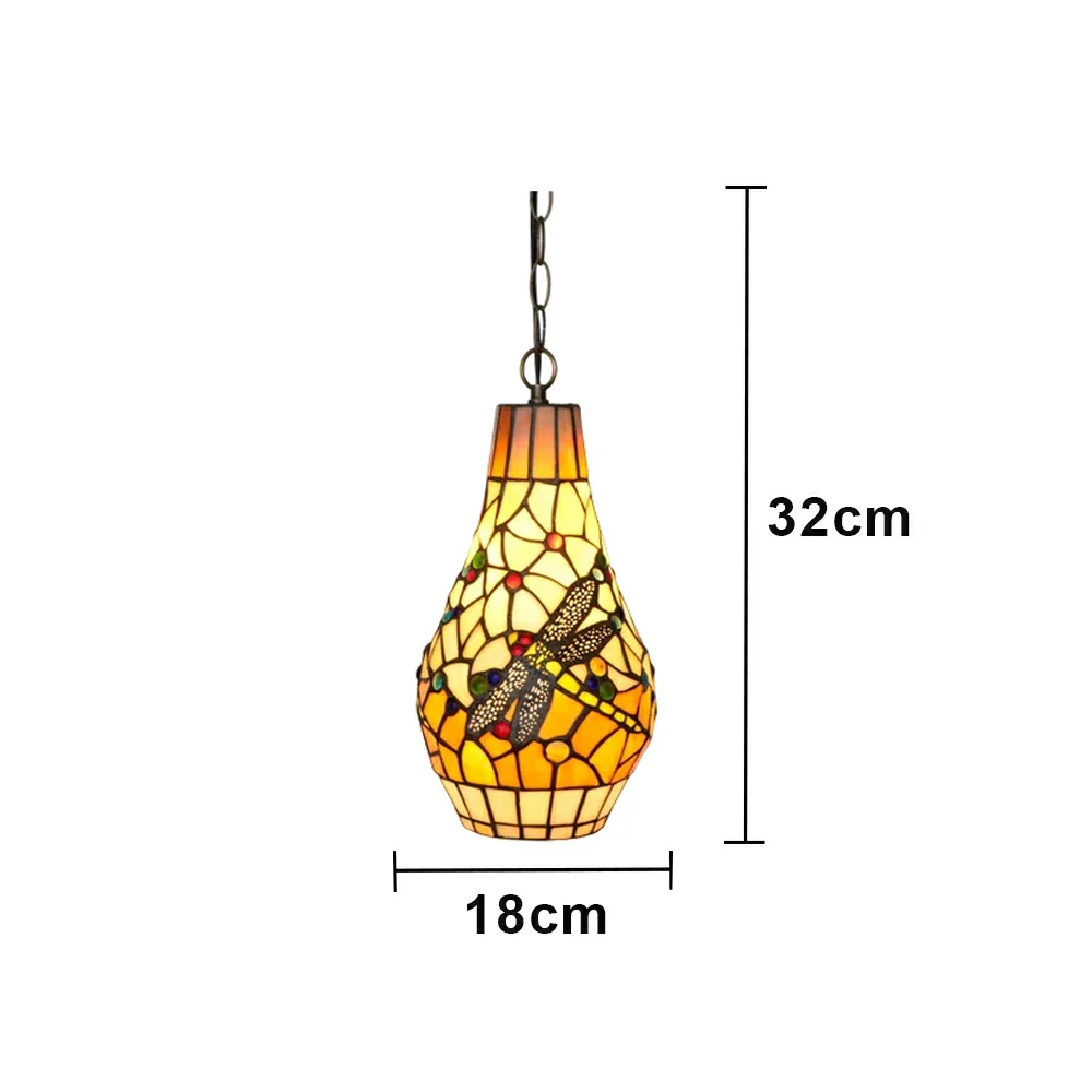 LIVARA Orange Dragonfly Stained Glass Pendant Light Soft Ambient Lighting Adjustable Chain Design Dining Living Room Bedroom Hallway - Image 6