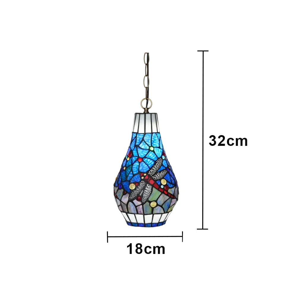 LIVARA Blue Dragonfly Stained Glass Pendant Light Soft Ambient Lighting Adjustable Chain Design Dining Living Room Bedroom Hallway - Image 6