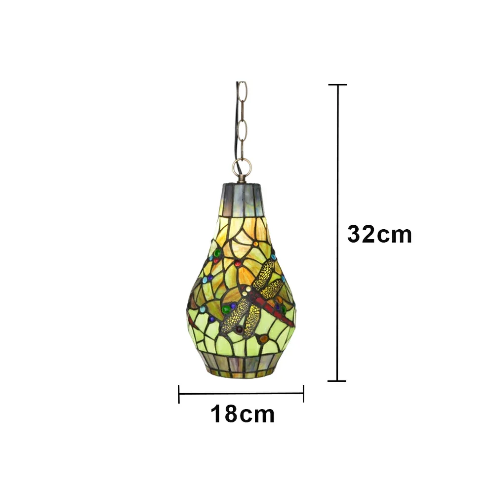 LIVARA Green Dragonfly Stained Glass Pendant Light Soft Ambient Lighting Adjustable Chain Design Dining Living Room Bedroom Hallway - Image 6