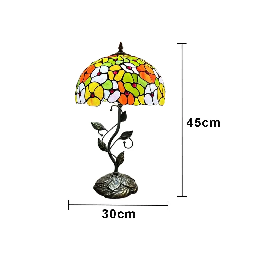 LIVARA Tiffany Stained Glass Table Lamp Pull Chain Switch 30x45cm for Bedroom Living Room Study - Red - Image 6