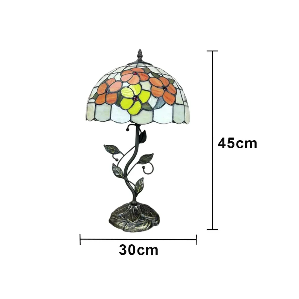 LIVARA Tiffany Stained Glass Table Lamp Pull Chain Switch 30x45cm for Bedroom Living Room Study - Lemon Yellow - Image 6