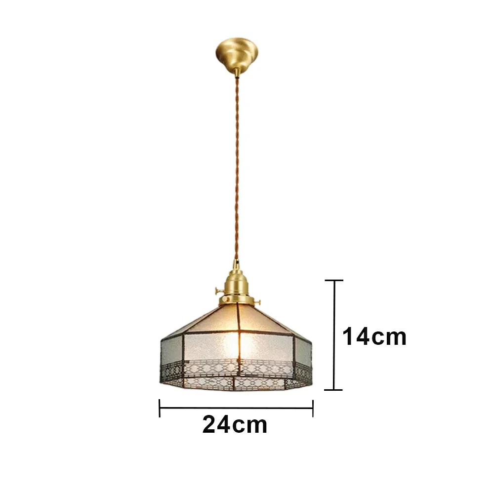 LIVARA Tiffany Stained Glass Pendant Light Octagonal Design Brass Head for Dining Room Bedroom Living Room - White - Image 6