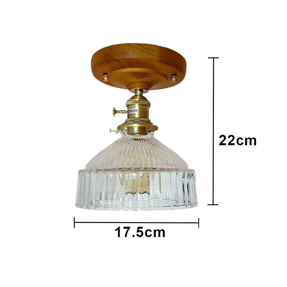 LIVARA Vintage Glass Ceiling Light 6W Warm LED Solid Wood Base Mongolian Style Design 24x22cm for Bedroom Hallway Entry - Image 6