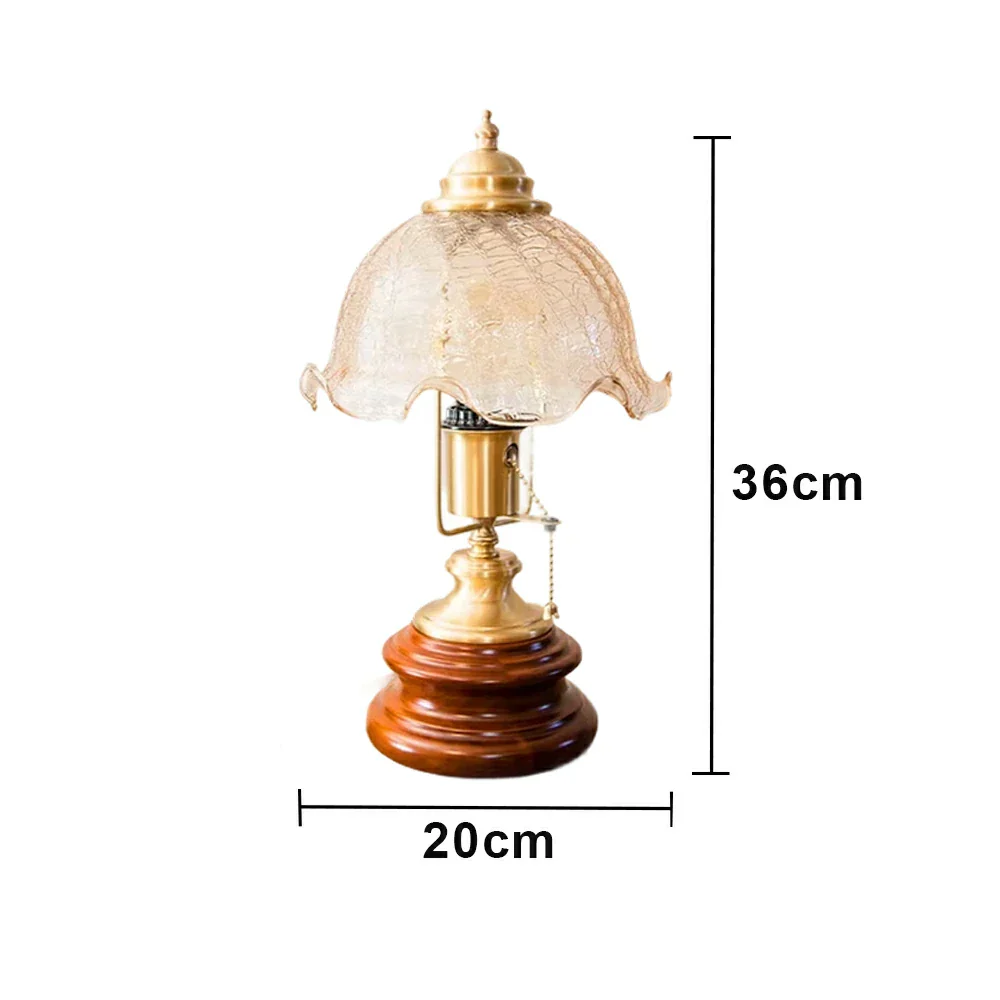 LIVARA Vintage Glass Table Lamp E27 Large Crackle Design with Zipper Detail Solid Wood Base for Bedroom Living Room - Image 6