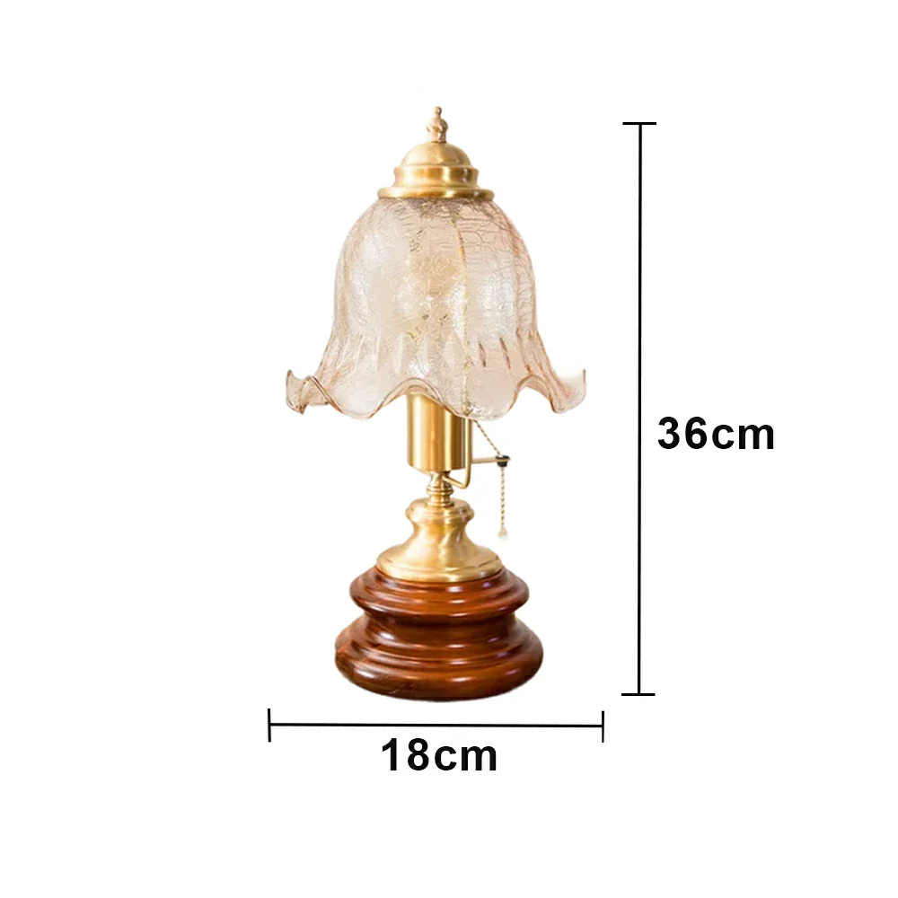 LIVARA Vintage Glass Table Lamp E27 Small Crackle Design with Zipper Detail Solid Wood Base for Bedroom Living Room - Image 6