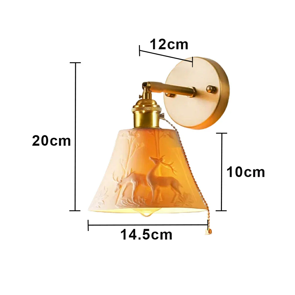 LIVARA Vintage Wall Light 40W Edison Bulb Deer Design Straight Rod Brass Structure for Bedroom Hallway Living Room - Image 6