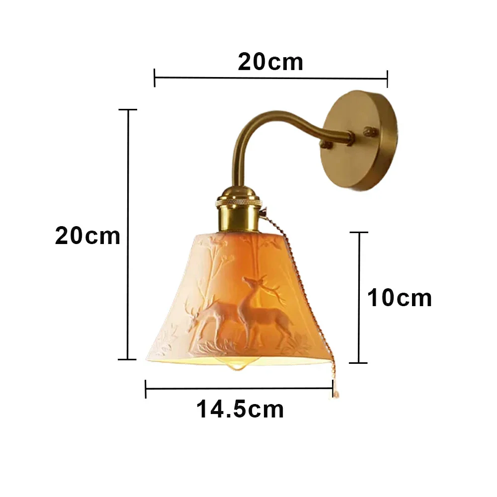 LIVARA Vintage Wall Light 40W Edison Bulb Deer Design Curved Arm Brass Structure for Bedroom Hallway Living Room - Image 6