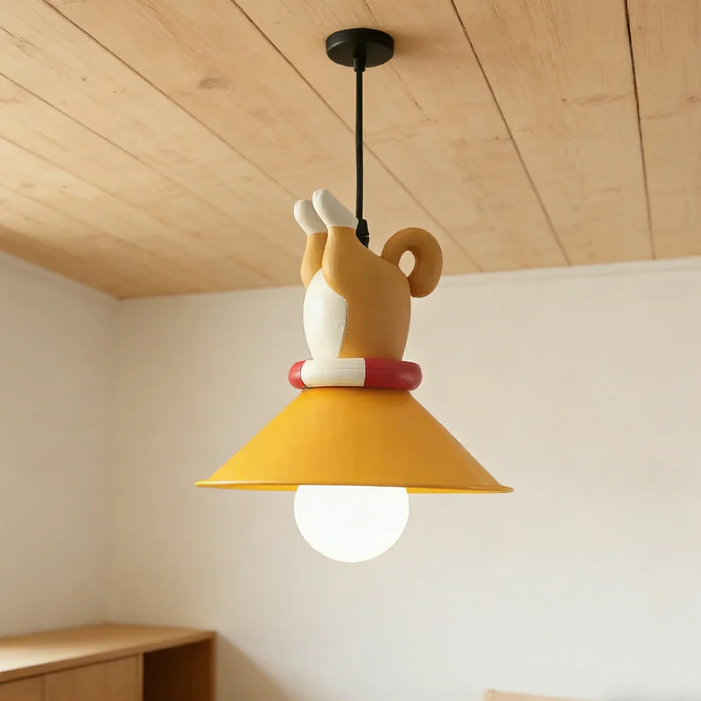 LIVARA Vintage Chandelier Corgi Design LED Bulb Included Fabric Shade Elegant Style for Bedroom Dining Living Room - Image 2