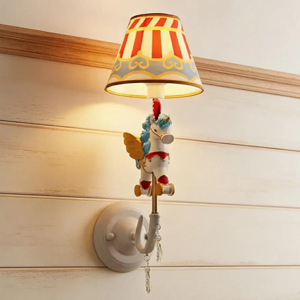 LIVARA Vintage Wall Light Circus Design LED Bulb Included Fabric Shade Elegant Style for Bedroom Hallway Living Room - Image 4