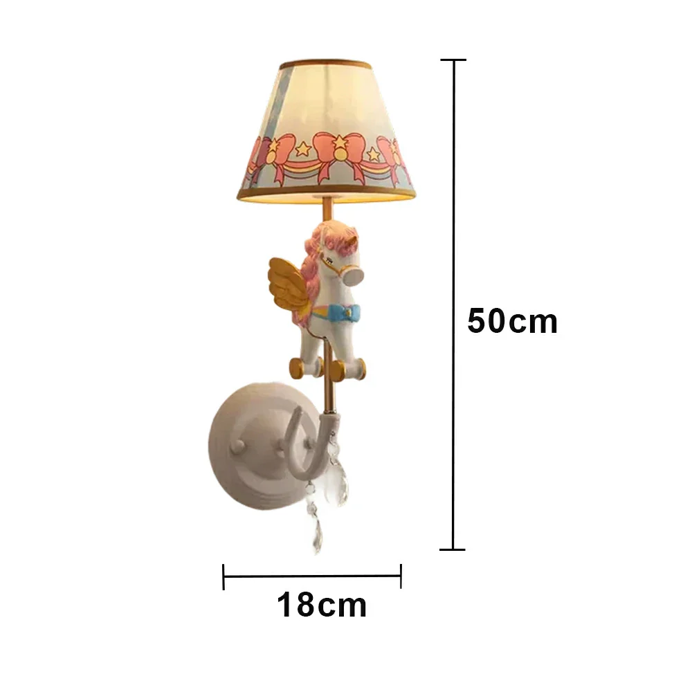 LIVARA Vintage Wall Light Unicorn Pony Design LED Bulb Included Fabric Shade Elegant Style for Bedroom Hallway Living Room - Image 6