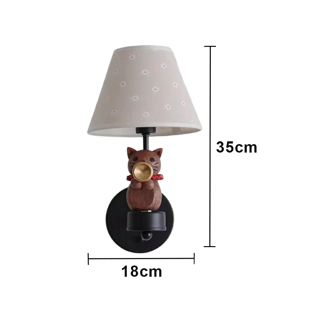 LIVARA Vintage Wall Light Trumpet Design LED Bulb Included Fabric Shade Elegant Style for Bedroom Hallway Living Room - Black - Image 6