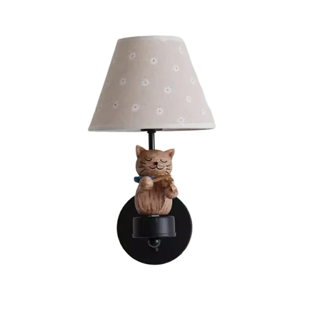 LIVARA Vintage Wall Light Violin Design LED Bulb Included Fabric Shade Elegant Style for Bedroom Hallway Living Room - Black