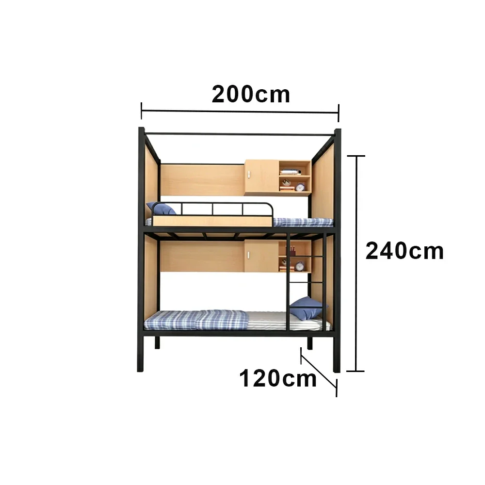 LIVARA Steel Bunk Bed Frame with Storage Heavy Duty 90/100/120cm Dormitory Apartment Space Saving - Image 8